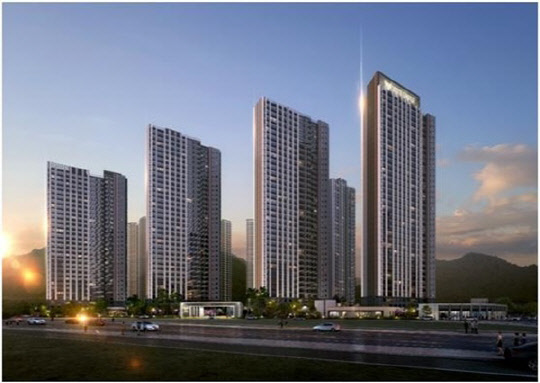 롯데건설이 수주한 경남 창원 양덕 4구역 재개발사업 조감도. <롯데건설 제공>